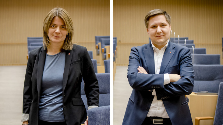 Riksdagsledamöterna Johanna Haraldsson och Niklas Sigvardsson pressar regeringen om elstödet